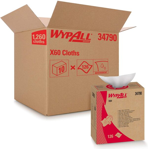 WYPALL* X60 Wipers Pop-up* box format. - WHITE 126 sheets/pack 10packs/Case