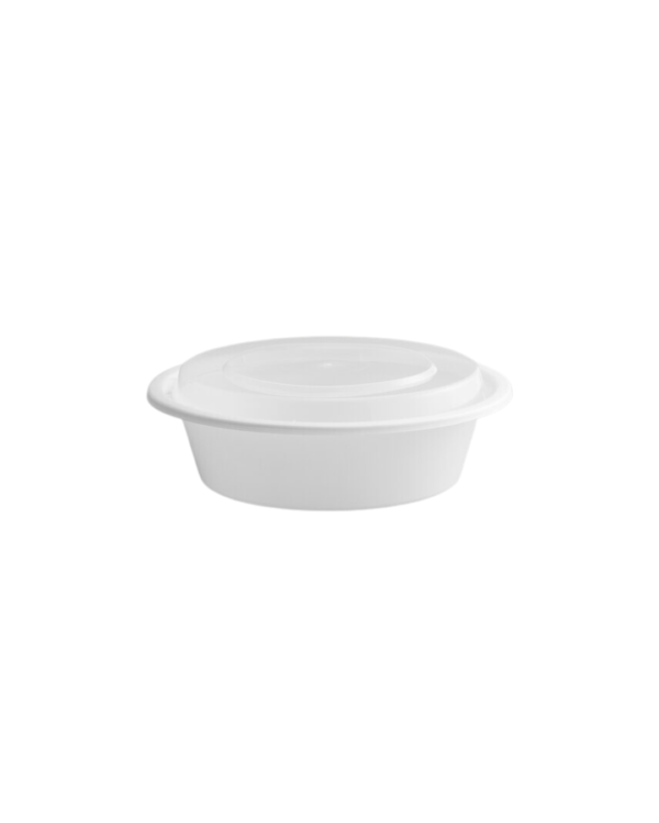 32oz 7" Round Microwave Container White with Dome Lid