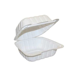 6x6x3" 1C Hinged Plastic Container 300/cs