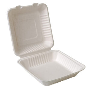 PP Hinged Plastic Container White 9x9x3" 120/cs