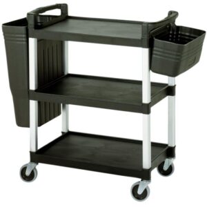 Food Service Cart with Bin - Black